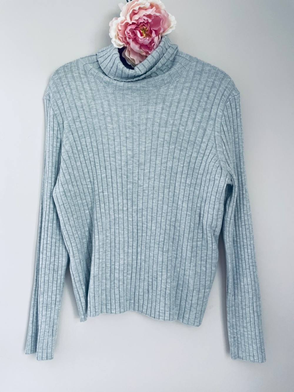 NWT Divided H&M Light Grey Ribbed Turtleneck Sweater XL